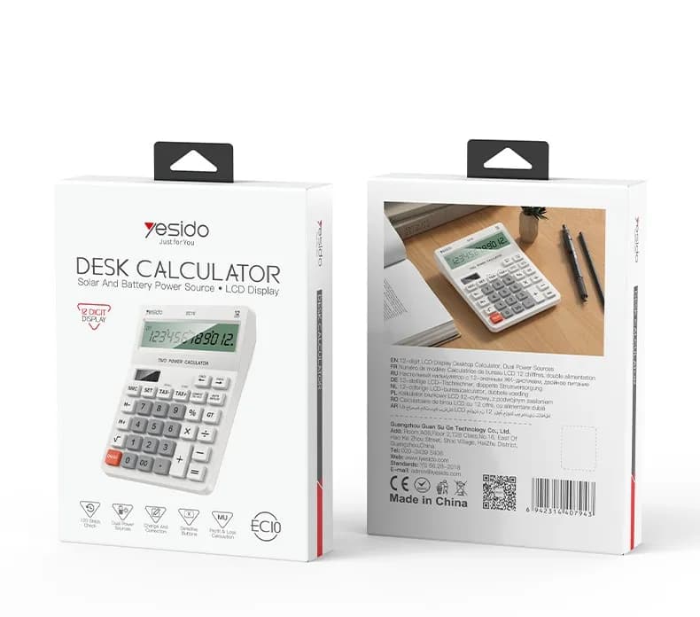Yesido EC10 Dual-Power 12-Digit Desk Calculator