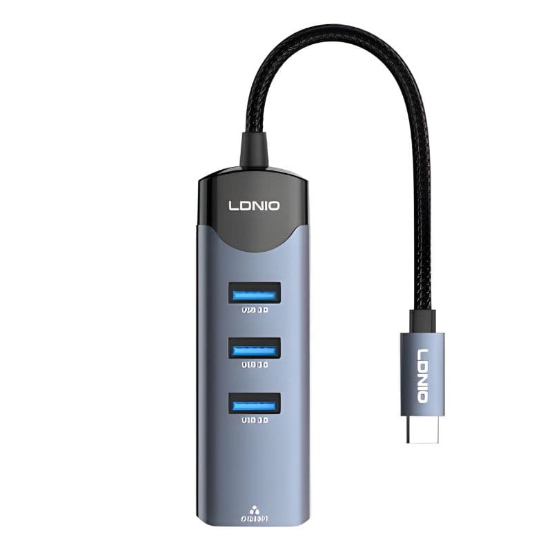 LDNIO DS-144UC 4-in-1 USB/Type-C Hub with RJ45 Network LAN Port