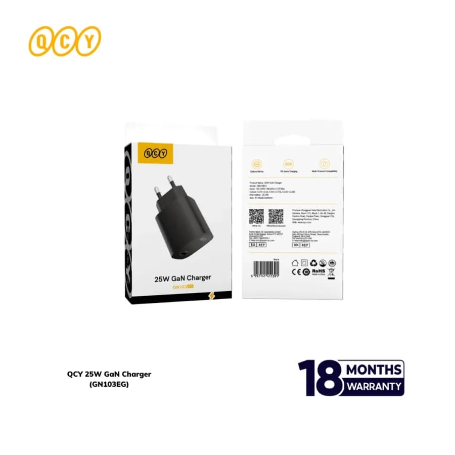 QCY GN103EG 25W GaN Charger Adapter