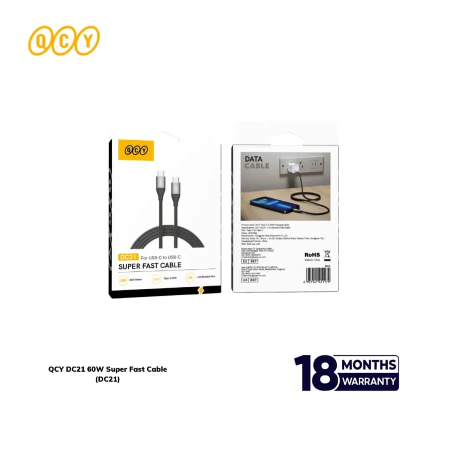 QCY DC21 60W Braided USB-C to USB-C Cable