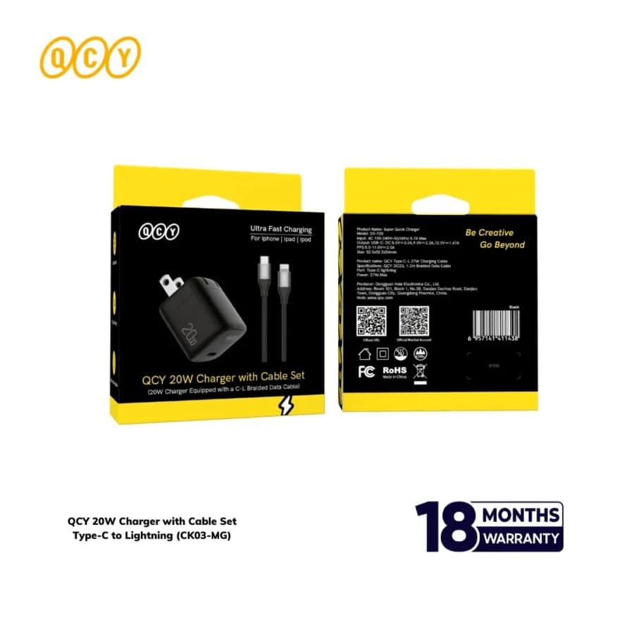 QCY CK03-MG 20W Charger Set Type-C to Lightning